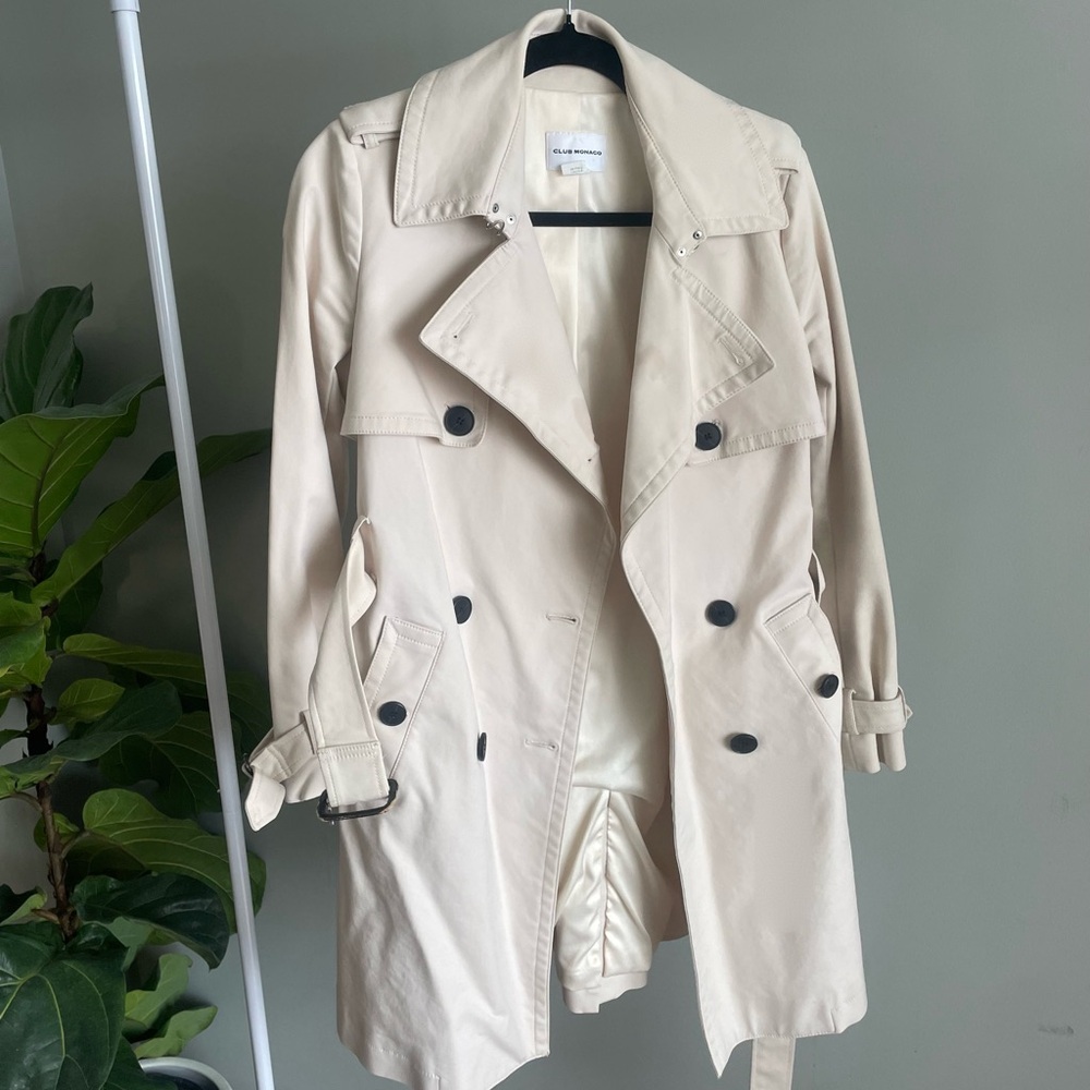 Club Monaco Light Beige Double-Breasted Pea Coat